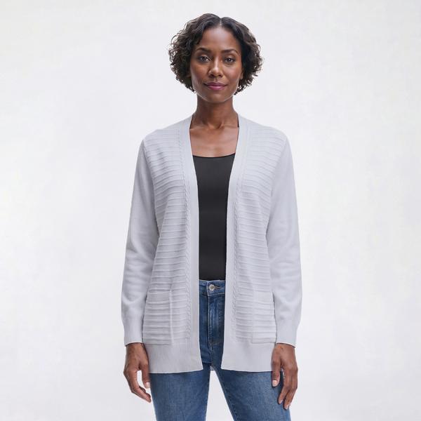 Womens 89th & Madison Ottoman Stripe Solid Cardigan